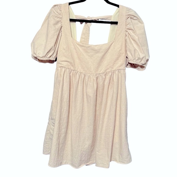 Jaquie The Label Aimee Puff Sleeve Cotton Tie Back Cottagecore  Babydoll Dress - Picture 2 of 12